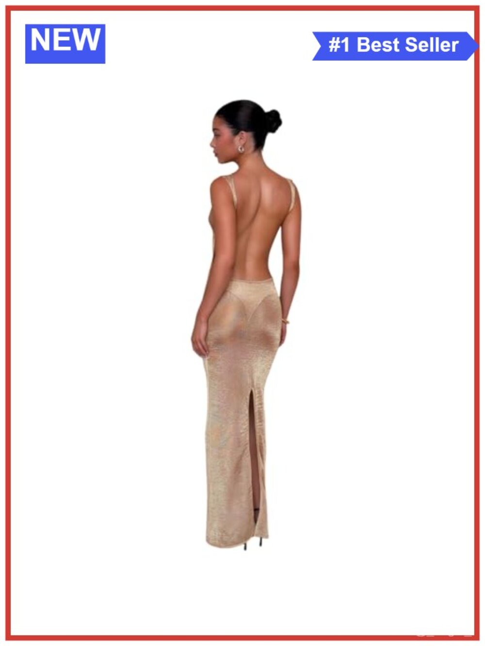 Women's Glitter Maxi Dress Sheer Mesh Open Back Sleeveless Party Vacation